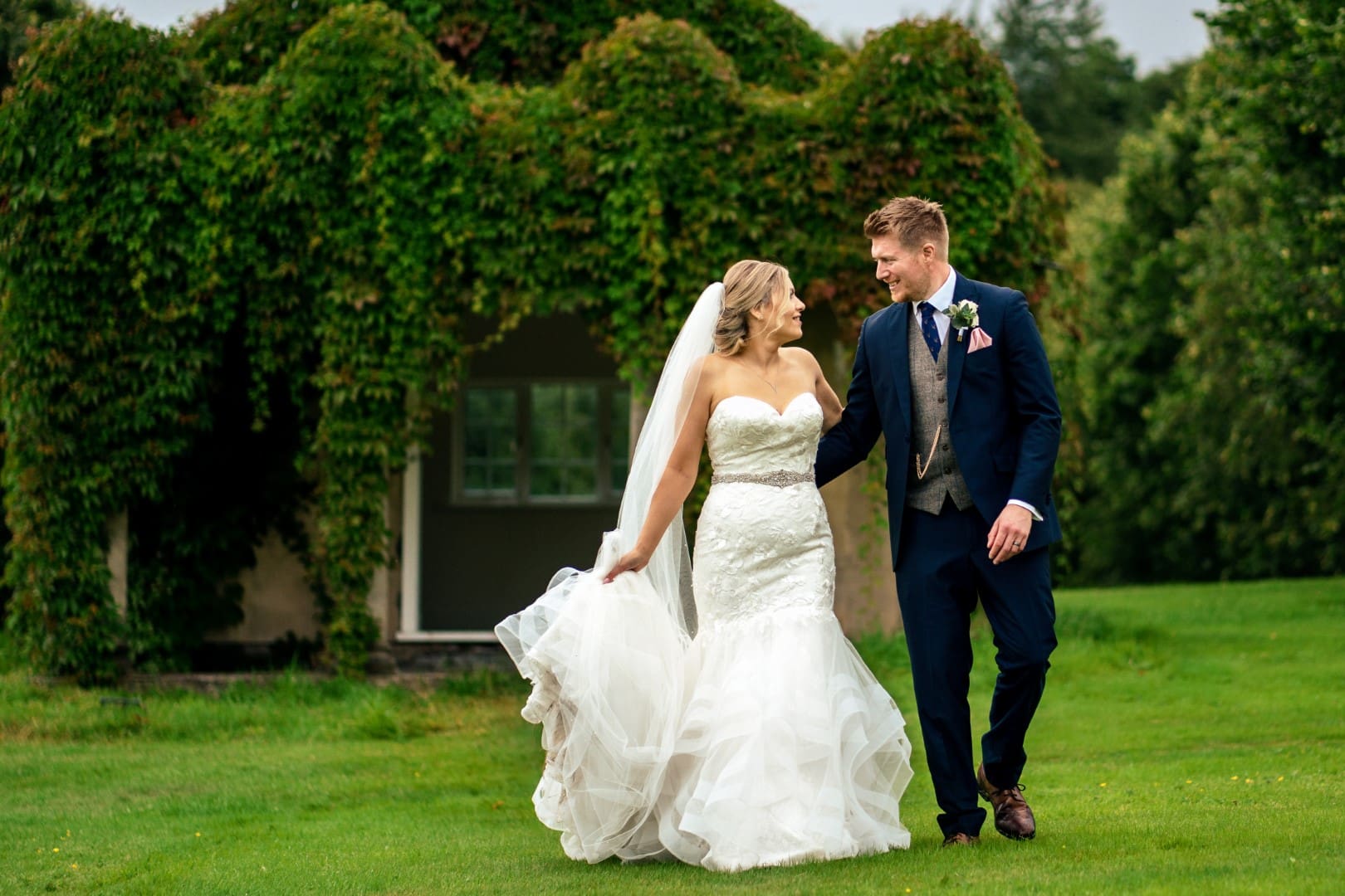 Bride And Groom – Walking Away From Summer House – Capture My Big Day